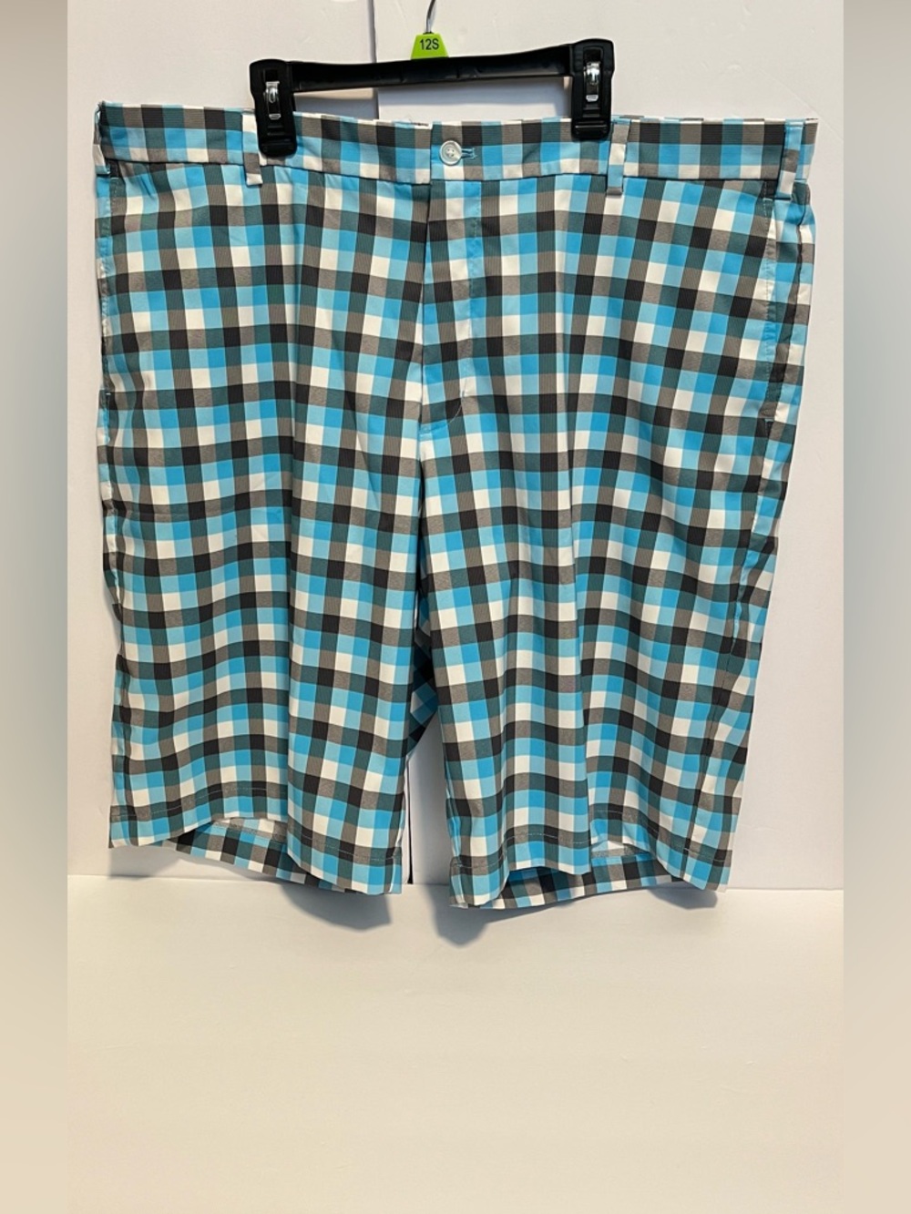 Slazenger Men's  Blue, Grey , White Plaid  Flat Front  Golf Shorts Size 40